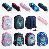 Рюкзак C 65522 пластикова вставка, пенал, регульовані лямки, 2 відділення, в пакеті, ВИДАЄТЬСЯ ТІЛЬКИ МІКС ВИДІВ