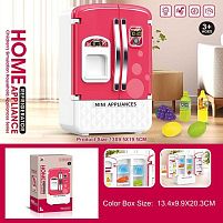 Холодильник 6876 A розмір - 13х9.5х19 см, підсвічування, мелодія, рухомі елементи, муляжі продуктів, полички, на батарейках, в коробці