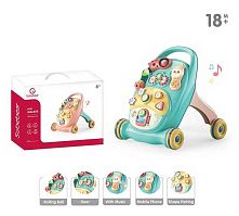 Музична каталка YL 1055-1 БЛАКИТНА, підсвічування, звуки, мелодії, сортер, шестерні, музичне брязкальце, в коробці