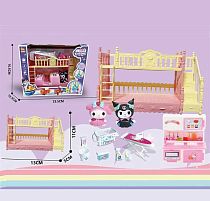 Набір героїв YQ 515 2 фігурки героїв, двоярусне ліжко, аксесуари, кухня, праска, прасувальна дошка, в коробці