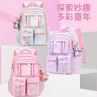 Рюкзак C 65508 3 ВИДИ, розмір 29х16х44 см, ортопедична спинка, 2 відділення, 2 бокові й 3 передні кишені, регульовані ремінці, брелок, в пакеті,