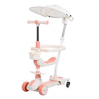Самокат-беговел триколісний iTrike JR3-167-5BC-P (колеса: Ø4,33"/Ø3,15"/PU, рама пластик, сидіння, бампер, батьк. ручка, навіс, підсвітка, до 25 кг)