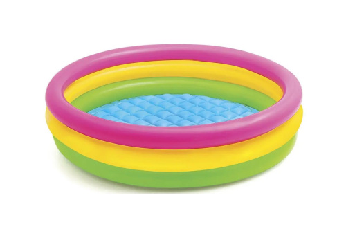 Дитячий надувний басейн Intex 57412 «Райдужний» (Ø114 см, ↑25 см, об'єм: 131 л, надувне дно, серія: Small Pools) фото 5