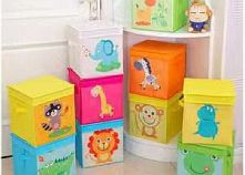 Короб-органайзер C 68849 25х25х25 см, складний, на липучці, ручки, в пакеті, ВИДАЄТЬСЯ МІКС ВИДІВ