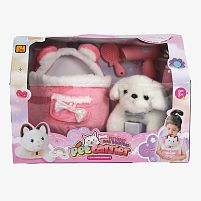 Собачка з аксесуарами 933-142 E звук серцебиття, сумка-переноска, пляшечка, фен, щітка, в коробці