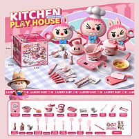 Набір посуду S 20-16 A плита, каструлька, пательня, чайник, сотейник, харчові продукти, дощечка, кухонне приладдя, наліпки, в коробці