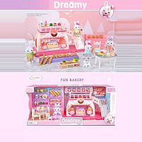 Набір меблів 6712 1 флоксова фігурка, песик, муляжі їжі, столик, 2 стільчики, пекарня, в коробці