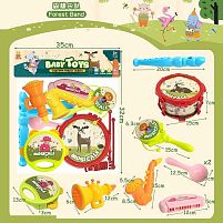 Музичні інструменти 667-3 барабан, барабанні палички, гармоніка, бубон, саксофон, флейта, труба, гармоніка, маракаси, барабан - колотушка, в п