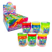 Слайм двокольоровий 65456 "Пані Булька", ЦІНА ЗА 12 ШТУК, велика банка, 200г, ароматизований, 6 кольорів, МІКС