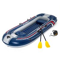 Човен надувний Bestway 61110 «Hydro-Forc Treck X3 Set» (26*307 см, гребний, тримісний, двокамерний, надувне дно, весла, ножний насос, до 270 кг.)