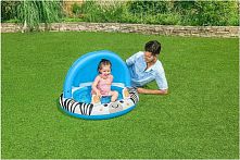 Дитячий надувний басейн BestWay 52559 «Зебра» (Ø97 см, ↑66 см, висота борта: 13 см, об'єм: 26 л, надувне дно, серія: Kiddie Pools, навіс)