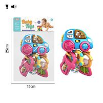 Брязкальце 8431 A2 “Машинка“, підсвічування, веселі мелодії, звуки транспорту, 2 режими гучності, 3 підвісні брязкальця, пальчикові ігри, в па