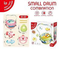 Музичні інструменти 8 D 2 C барабан, бубон, маракаси-брязкальця, труба, барабанні палички, ремінці, гумові елементи, в коробці