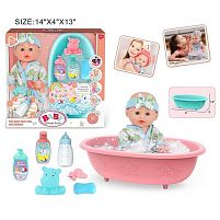 Пупс 6933 B-5 висота 26 см, звукові ефекти, сміється та плаче, п’є, ходить на горщик, ванна довжиною 32 см, пустушка, мило, пляшечка, в коробці