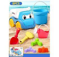 Пісочний набір W 218-62 розмір самоскида: 16.5х11х13 см, висота відра - 9.5 см, лійка, граблі, 3 формочки, в сітці