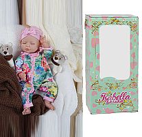 Пупс QM 24019 "TK Group", функціональний, датчик руху, звуки: сміх, плач, засинає, висота: 42 см, гумовий, пустушка, пляшечка, памперс, шапочка,