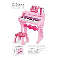 Піаніно 328-61 мікрофон, стілець, 37 клавіш, працює від мережі або батарейок, звук, мелодії, 2 AUX-роз'єми, AUX-кабель, USB-AUX кабель, регулюванн