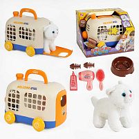 Кошеня з аксесуарами 913-2 набір грумера, миска, їжа, переноска, в коробці