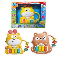 Звірята-музики 77515 "WToys", 2 види, ОЗВУЧУВАННЯ УКРАЇНСЬКОЮ МОВОЮ, пісні, казки, ноти, прорізувач, в коробці, ВИДАЄТЬСЯ МІКС