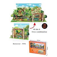 Набір тварин 6100 D 6 фігурок, 3D ігрове поле, об’ємні елементи, гумові, в коробці