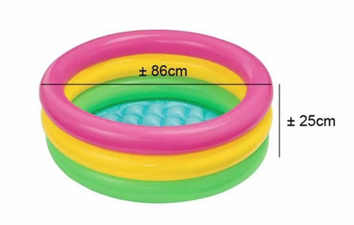 Дитячий надувний басейн Intex 58924 «Веселка» (Ø86 см, ↑25 см, об'єм: 56 л, надувне дно, серія: Baby Pools) фото 4