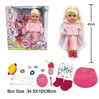 Пупс BLS 024 F висота 45см, плаче сльозами, знімний одяг, шарнірні суглоби, аксесуари, ходить на горщик, п’є з пляшечки, рухливі кінцівки, може ст