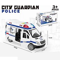 Спецтехніка 139-2 "Поліцейський автомобіль", підсвічування, звук, пісні, озвучення англійською мовою, інерція, гумові колеса, двері відчиняютьс