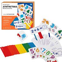 Математична гра C 60419 "WToys", дерев'яні цифри, картки з рівняннями, рахунковий палички, цифри, маркер, у коробці