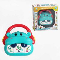 Піаніно “Бегемотик” W-04490 "WToys", ОЗВУЧУВАННЯ УКРАЇНСЬКОЮ МОВОЮ, підсвічування, ноти, казки, пісні, в коробці