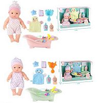Пупс BLS-W 96 (24/2) 2 види, ванночка, одяг, аксесуари, у коробці