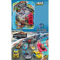 Набір машин 24618 10 штук, металопластик, механічний запускач, на листі