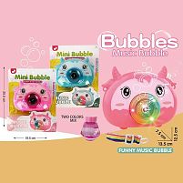 Установка з мильними бульбашками 335 2 кольори, камера, музика, на батарейках, підсвічування, пляшечка з мильними бульбашками, автоматичний при