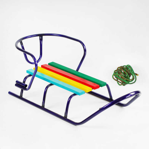 Санки "ЛЮКС КЛАСИК"-БЕЗ РУЧКИ круглі полозья колір синій