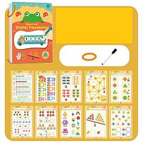 Логічна книжка C 76631 двосторонні картки з математичними завданнями, геометричні фігури, 3 маркери “пиши-стирай”, губка, кільце, в пакеті