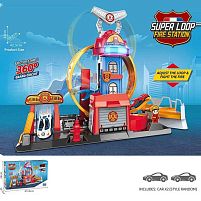 Трек E 7023 штрих=60441 2 металопластикові машинки, звуки, підсвічування, на батарейках, механічний запускач, в коробці