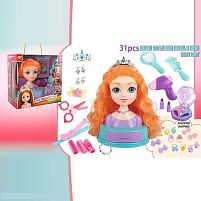 Манекен для зачісок SR 008 косметика, перукарські інструменти, заколки, резинки, в коробці