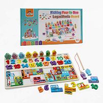 Логічна дерев’яна дошка C 73212 магнітна риболовля, цифри, сортер, пазл, транспорт, в коробці