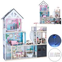 Будиночок для ляльок Bambi MD 0785 (33*111*126 см, дерево, 3 поверхи, кімнати, меблі, світло, звук)