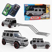 Джип музичний S 977-121 Штрих = 10619 СІРИЙ, звук, світло, інерція, машинки в комплекті, в коробці