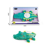 Нічник YT 24-11 "Крокодил", довжина 37см, проєктор зоряного неба, мелодії, режими гучності, зміна кольорів підсвічування, на батарейках, в коро