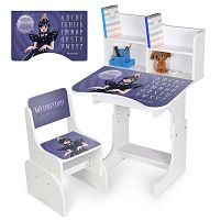 Дитяча парта-трансформер Bambi N 2071-24-1 «Wednesday» (регульована висота, стільчик, надбудова для книг, ящик під стільницею для канцтоварів)
