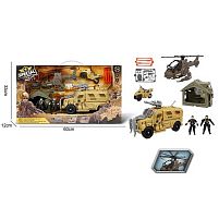 Набір військової техніки G 3109-29 гелікоптер, машин, скутер, 2 фігурки військових, зброя, намет, в коробці