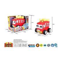 Машинка м`яка QL 8106 C-5 “Картопля фрі”, звуки транспорту, веселі мелодії, вібрація, знімний чохол, гумові шини, на батарейках, в коробці