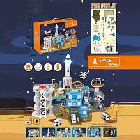 Трек ZX 066 A "Космічна станція", трек, світло, ОЗВУЧУВАННЯ АНГЛІЙСЬКОЮ МОВОЮ, ракета, 4 модельки транспорту, 2 механічні ліфти, в коробці
