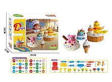 Тісто для ліплення 9016 формочки, 8 баночок з тістом, інструменти, виделка, ложечка, тарілочка, в коробці