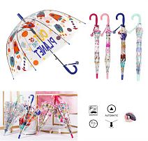 Парасолька C 68627 d = 70 см, довжина 66 см, 8 спиць, напівавтомат, в пакеті, ВИДАЄТЬСЯ МІКС ВИДІВ