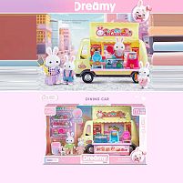 Набір меблів 6622 A фургончик, 2 флоксові фігурки, песик, вітрина для десертів, вафельниця, машина для морозива, стіл, продукти, аксесуари, в кор