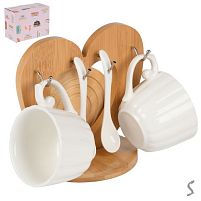 Чайний набір 5пр/наб 200мл (2чашки, 2ложки, підставка) Stenson R37348