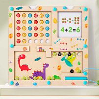 Дошка логічна C 71016 дерев’яна, 20 карток із завданнями, англійська абетка, цифри, магнітний стилус, в коробці
