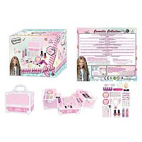 Косметика J 1154 B сережки, браслет, 2 помади, тіні сухі, тіні вологі, пензлики, спонжі, тіпси, пилочка, лаки для нігтів, рум’яна, пудра, розд